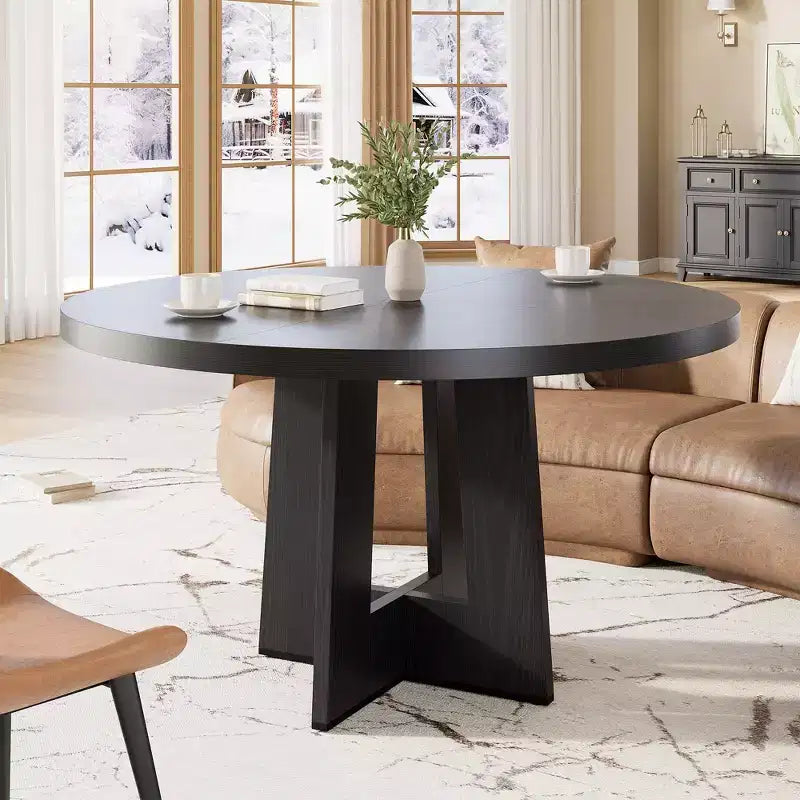 Table à manger ronde moderne à 7 pieds, table de cuisine robuste de 42 pouces pour coin petit-déjeuner, appartement ou bureau à domicile, 4 à 6 places