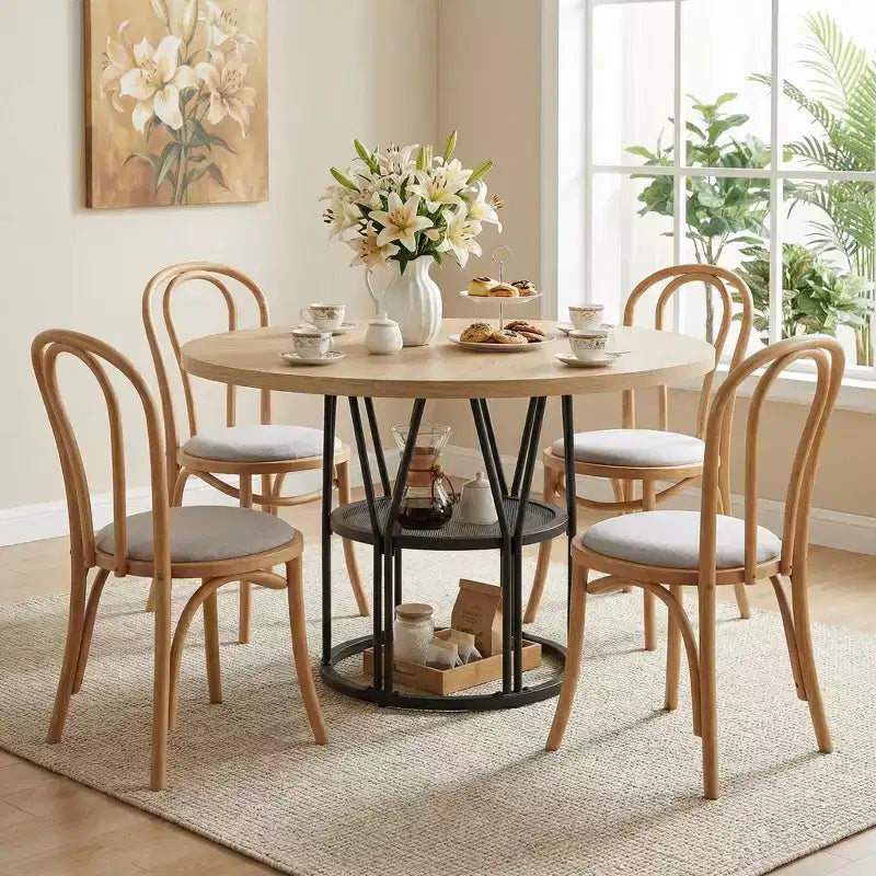 Table à manger ronde moderne à 7 pieds, table de cuisine robuste de 42 pouces pour coin petit-déjeuner, appartement ou bureau à domicile, 4 à 6 places