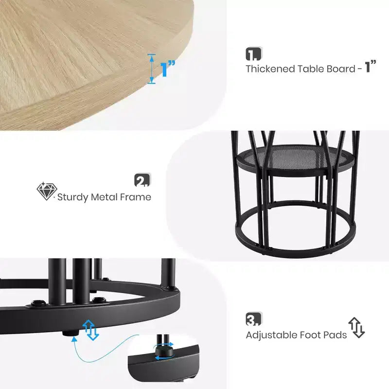 Table à manger ronde moderne à 7 pieds, table de cuisine robuste de 42 pouces pour coin petit-déjeuner, appartement ou bureau à domicile, 4 à 6 places