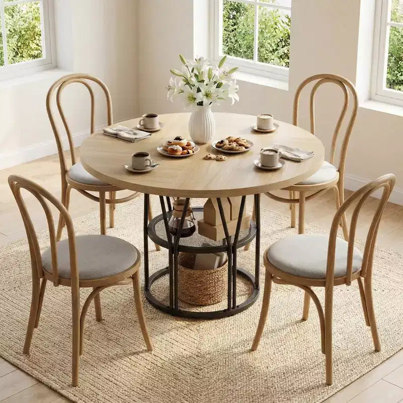Table à manger ronde moderne à 7 pieds, table de cuisine robuste de 42 pouces pour coin petit-déjeuner, appartement ou bureau à domicile, 4 à 6 places