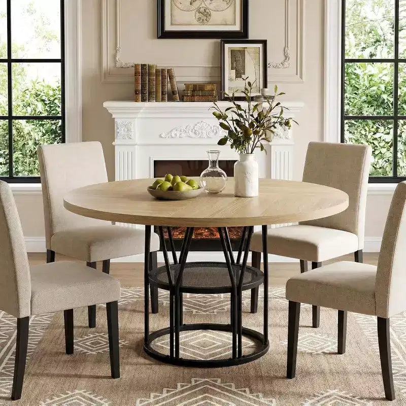Table à manger ronde moderne à 7 pieds, table de cuisine robuste de 42 pouces pour coin petit-déjeuner, appartement ou bureau à domicile, 4 à 6 places