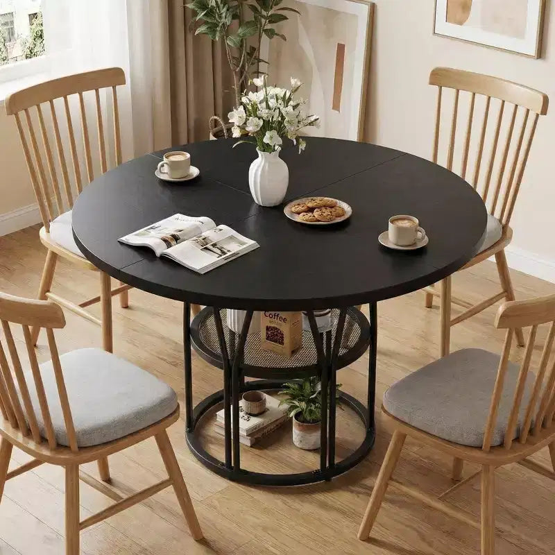 Table à manger ronde moderne à 7 pieds, table de cuisine robuste de 42 pouces pour coin petit-déjeuner, appartement ou bureau à domicile, 4 à 6 places