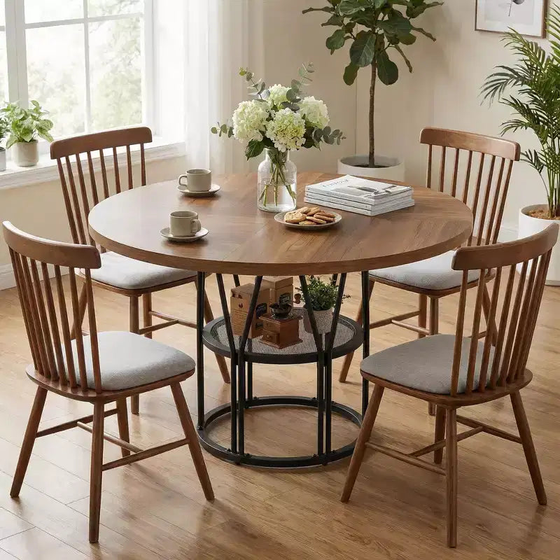 Table à manger ronde moderne à 7 pieds, table de cuisine robuste de 42 pouces pour coin petit-déjeuner, appartement ou bureau à domicile, 4 à 6 places