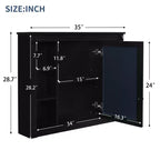FAMYYT Armoire à pharmacie rectangulaire à montage en surface de 35 po L x 28 po H avec miroir, miroir haute définition, rangement spacieux