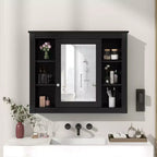 FAMYYT Armoire à pharmacie rectangulaire à montage en surface de 35 po L x 28 po H avec miroir, miroir haute définition, rangement spacieux