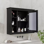 FAMYYT Armoire à pharmacie rectangulaire à montage en surface de 35 po L x 28 po H avec miroir, miroir haute définition, rangement spacieux