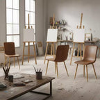 FurnitureR Lot de 4 chaises de salle à manger, chaise d'appoint confortable avec dossier en daim et pieds en métal robustes pour cuisine, salon, chambre, salle d'attente, marron