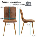 FurnitureR Lot de 4 chaises de salle à manger, chaise d'appoint confortable avec dossier en daim et pieds en métal robustes pour cuisine, salon, chambre, salle d'attente, marron