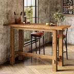 Table de bar Lantine en bois massif, table de pub haute de 160 cm, meuble de bar en bois pour cuisine, café ou restaurant
