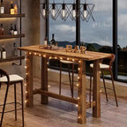Table de bar Lantine en bois massif, table de pub haute de 160 cm, meuble de bar en bois pour cuisine, café ou restaurant