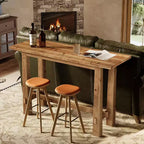 Table de bar Lantine en bois massif, table de pub haute de 160 cm, meuble de bar en bois pour cuisine, café ou restaurant