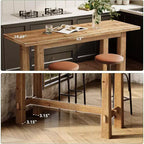 Table de bar Lantine en bois massif, table de pub haute de 160 cm, meuble de bar en bois pour cuisine, café ou restaurant