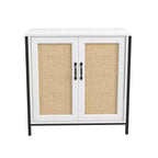 Buffet de rangement, meuble de rangement pour salle à manger, salon, entrée, buffet spacieux avec 2 portes décorées en rotin,
