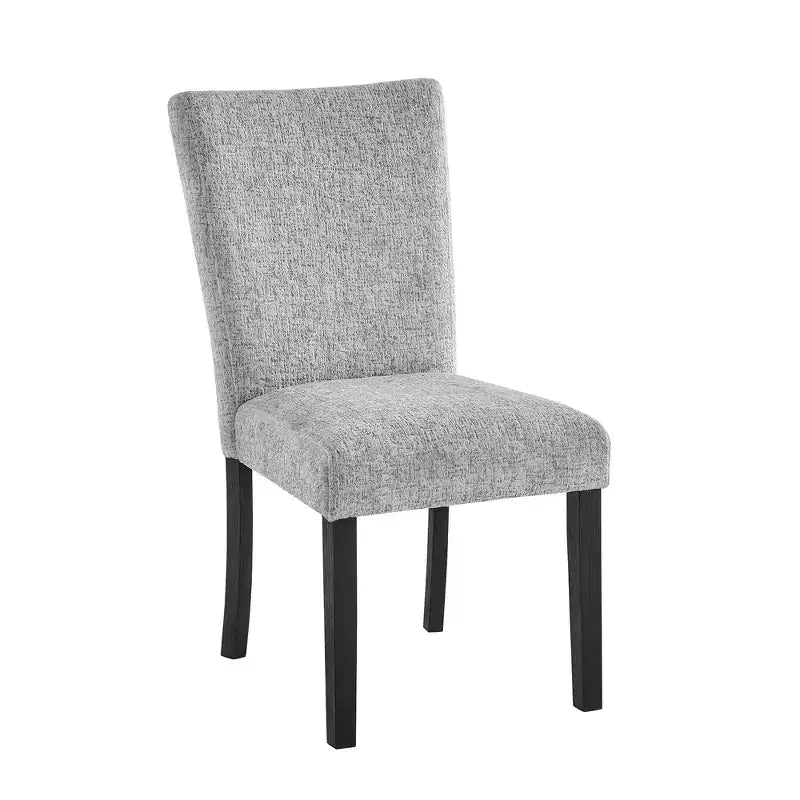 HomeRoots Lot de deux chaises de salle à manger en bois et tissu d'ameublement gris clair et noir