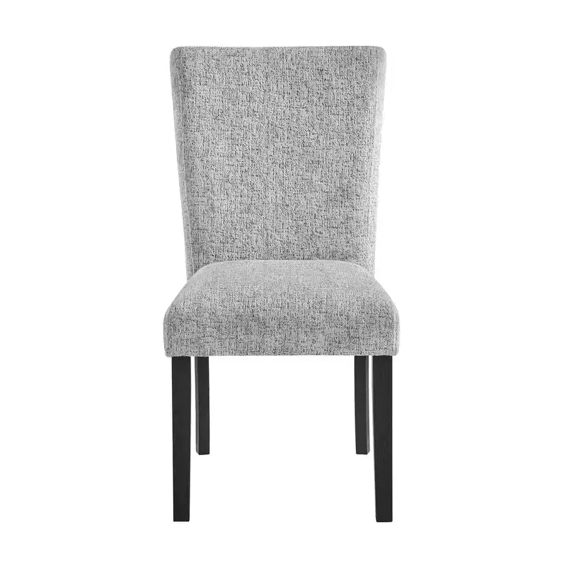 HomeRoots Lot de deux chaises de salle à manger en bois et tissu d'ameublement gris clair et noir