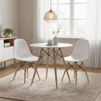 FurnitureR Table à Manger Ronde 80 cm pour 2-4 Personnes, Table Circulaire Élégante avec Pieds en Bois pour Cuisine, Cafés, Salles de Loisirs, Blanc