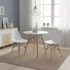 FurnitureR Table à Manger Ronde 80 cm pour 2-4 Personnes, Table Circulaire Élégante avec Pieds en Bois pour Cuisine, Cafés, Salles de Loisirs, Blanc