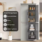 Meuble de rangement de cuisine autoportant GustoWave, armoire de rangement de 178 cm avec portes et étagères réglables