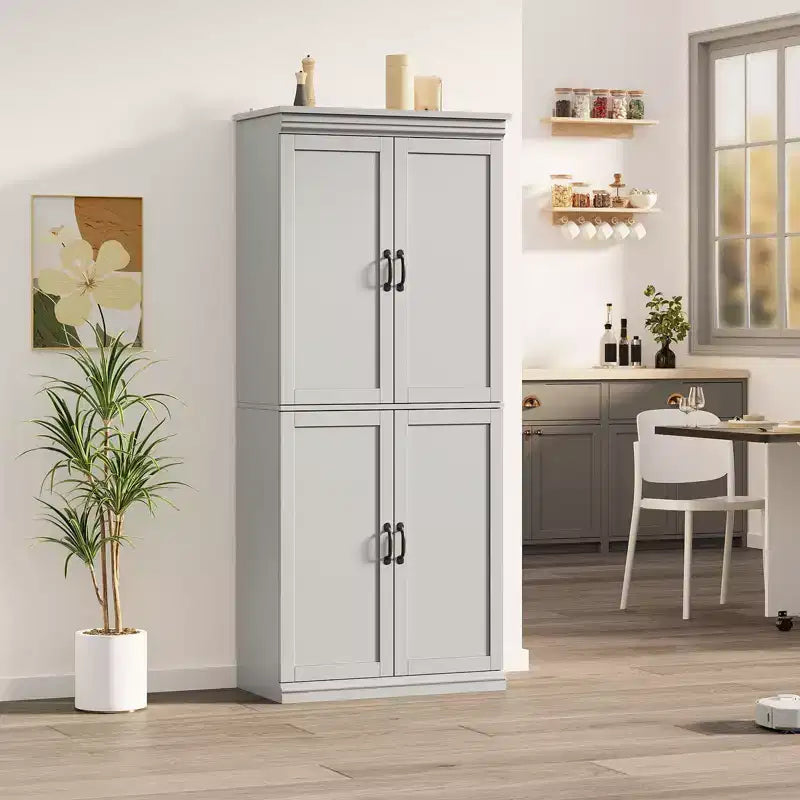 Meuble de rangement de cuisine autoportant GustoWave, armoire de rangement de 178 cm avec portes et étagères réglables
