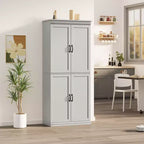 Meuble de rangement de cuisine autoportant GustoWave, armoire de rangement de 178 cm avec portes et étagères réglables