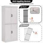 Meuble de rangement de cuisine autoportant GustoWave, armoire de rangement de 178 cm avec portes et étagères réglables