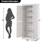 Meuble de rangement de cuisine autoportant GustoWave, armoire de rangement de 178 cm avec portes et étagères réglables