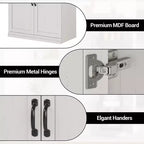Meuble de rangement de cuisine autoportant GustoWave, armoire de rangement de 178 cm avec portes et étagères réglables
