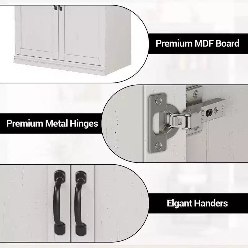 Meuble de rangement de cuisine autoportant GustoWave, armoire de rangement de 178 cm avec portes et étagères réglables