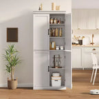 Meuble de rangement de cuisine autoportant GustoWave, armoire de rangement de 178 cm avec portes et étagères réglables