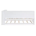 Lit de repos avec lit gigogne, lit plateforme en bois avec étagère de rangement et ports de chargement USB, lit bas pour enfants, adolescents et adultes