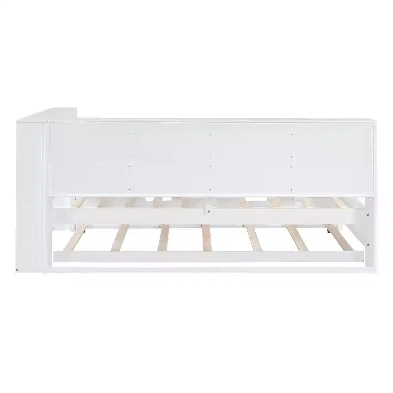 Lit de repos avec lit gigogne, lit plateforme en bois avec étagère de rangement et ports de chargement USB, lit bas pour enfants, adolescents et adultes