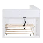 Lit de repos avec lit gigogne, lit plateforme en bois avec étagère de rangement et ports de chargement USB, lit bas pour enfants, adolescents et adultes