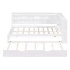 Lit de repos avec lit gigogne, lit plateforme en bois avec étagère de rangement et ports de chargement USB, lit bas pour enfants, adolescents et adultes