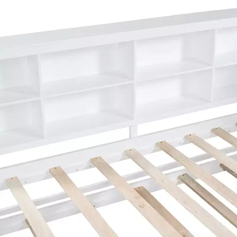Lit de repos avec lit gigogne, lit plateforme en bois avec étagère de rangement et ports de chargement USB, lit bas pour enfants, adolescents et adultes