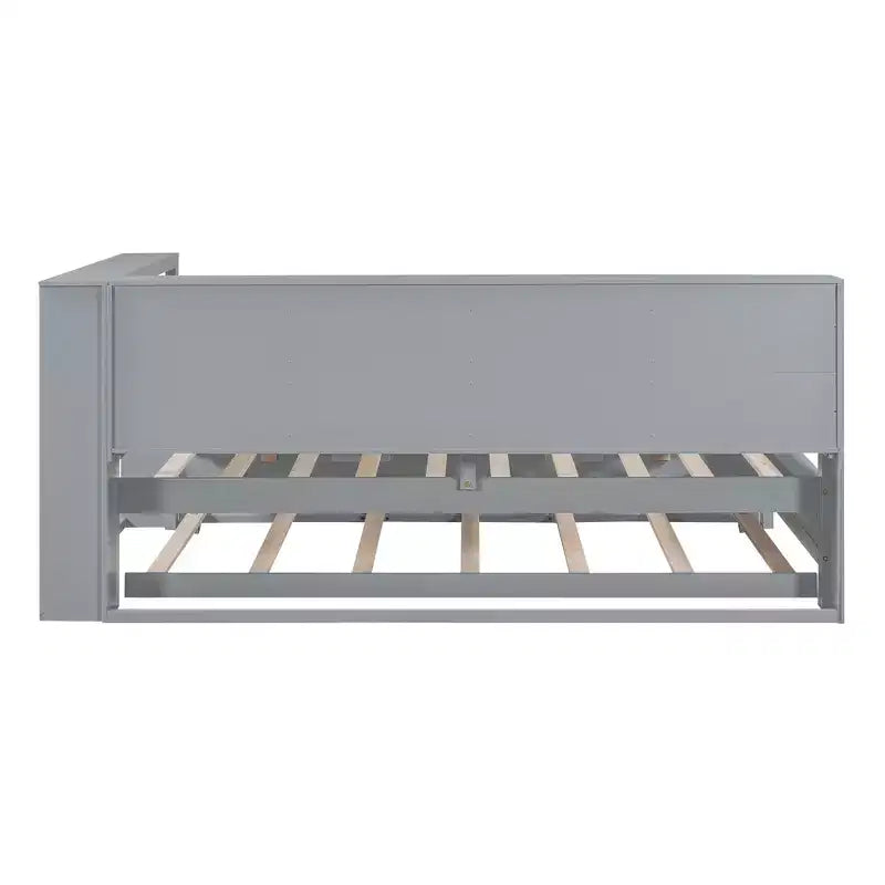 Lit de repos avec lit gigogne, lit plateforme en bois avec étagère de rangement et ports de chargement USB, lit bas pour enfants, adolescents et adultes