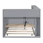Lit de repos avec lit gigogne, lit plateforme en bois avec étagère de rangement et ports de chargement USB, lit bas pour enfants, adolescents et adultes