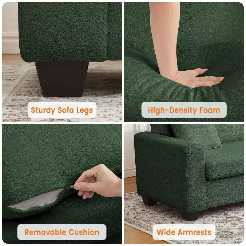 Canapé moderne 84 po pour salon, 2 coussins moelleux et cadre en bois robuste, housse amovible lavable, canapé nuage en peluche, pour salon