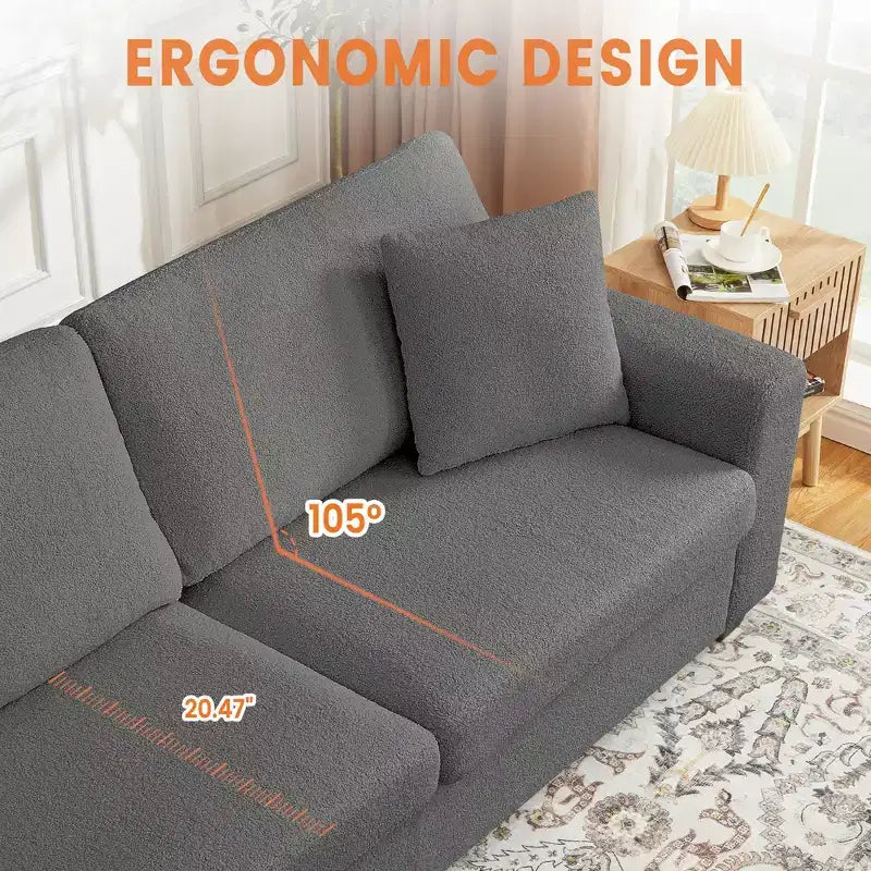 Canapé moderne 84 po pour salon, 2 coussins moelleux et cadre en bois robuste, housse amovible lavable, canapé nuage en peluche, pour salon