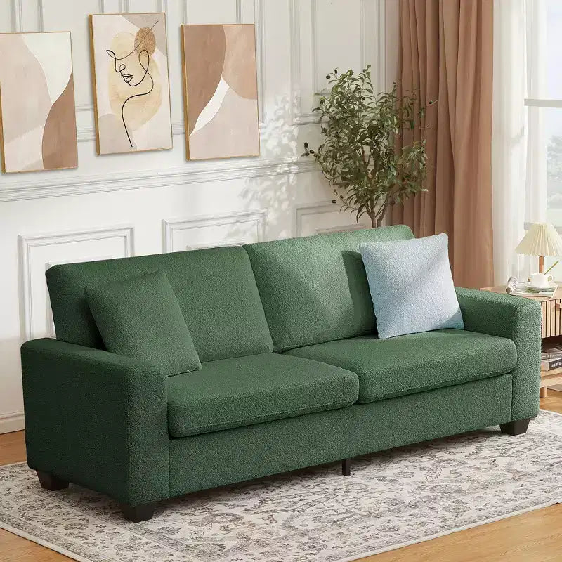 Canapé moderne 84 po pour salon, 2 coussins moelleux et cadre en bois robuste, housse amovible lavable, canapé nuage en peluche, pour salon