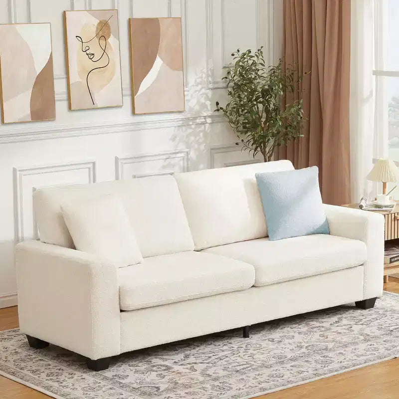 Canapé moderne 84 po pour salon, 2 coussins moelleux et cadre en bois robuste, housse amovible lavable, canapé nuage en peluche, pour salon