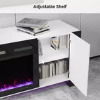 Meuble TV Real Relax de 70 po pour téléviseurs jusqu'à 80 po avec foyer électrique et lumières DEL Centre de divertissement