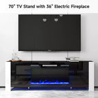 Real Relax 70 in. TV stand for TVs up to 80 in. with electric fireplace and LED lights Entertainment Center