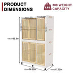 Organisateur de placard portable avec 6 portes magnétiques, 6 casiers et 2 tringles de suspension, comprend 6 cintres, armoire de rangement pour vêtements de bébé, blanc