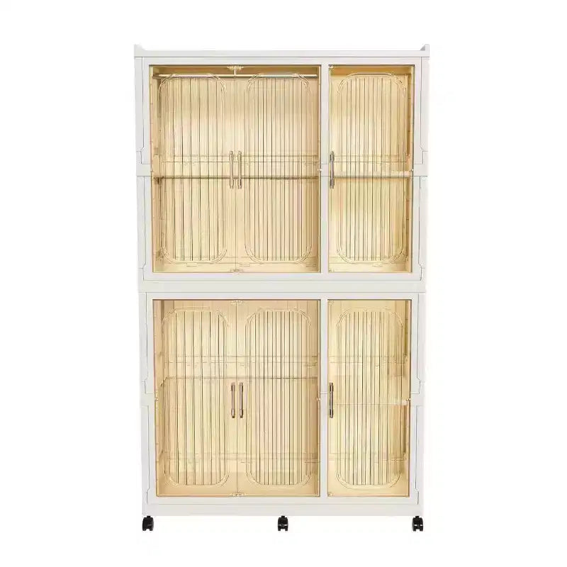 Organisateur de placard portable avec 6 portes magnétiques, 6 casiers et 2 tringles de suspension, comprend 6 cintres, armoire de rangement pour vêtements de bébé, blanc