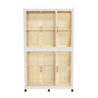 Organisateur de placard portable avec 6 portes magnétiques, 6 casiers et 2 tringles de suspension, comprend 6 cintres, armoire de rangement pour vêtements de bébé, blanc
