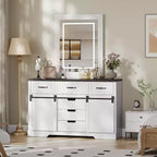 Coiffeuse de chambre avec miroir, coiffeuse avec miroir de maquillage lumineux, coiffeuse de style rustique moderne, convient pour chambre/salon