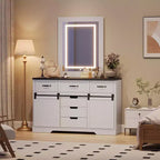 Coiffeuse de chambre avec miroir, coiffeuse avec miroir de maquillage lumineux, coiffeuse de style rustique moderne, convient pour chambre/salon