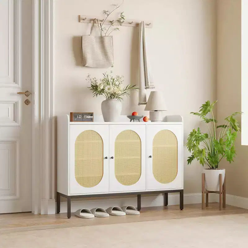 Meuble à chaussures 8 niveaux 3 portes, Organiseur de rangement de chaussures autoportant avec étagères réglables, Salon, Placard,