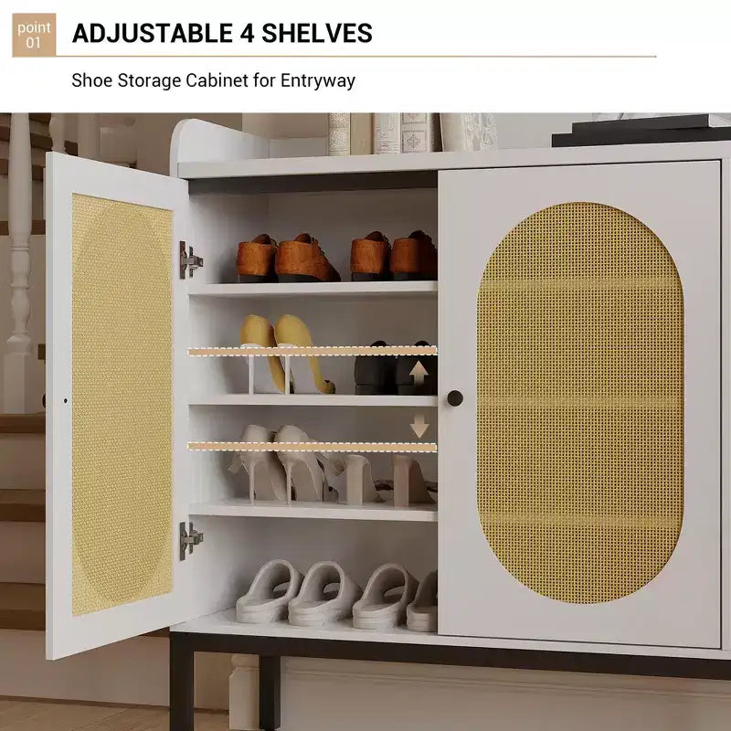 Meuble à chaussures 8 niveaux 3 portes, Organiseur de rangement de chaussures autoportant avec étagères réglables, Salon, Placard,