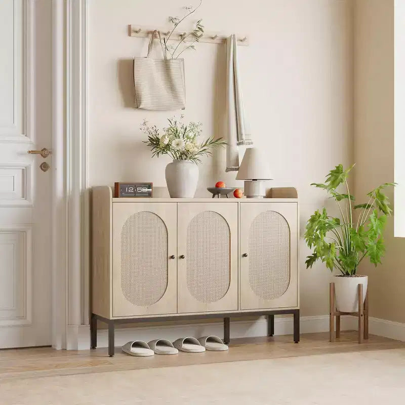 Meuble à chaussures 8 niveaux 3 portes, Organiseur de rangement de chaussures autoportant avec étagères réglables, Salon, Placard,